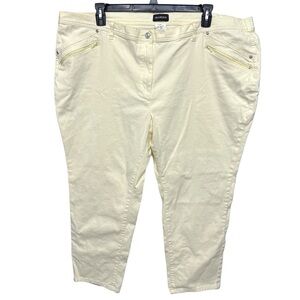 Mia Moda Ladies Size‎ 48 Length 27” Yellow Straight Leg Pants Pockets Stretch